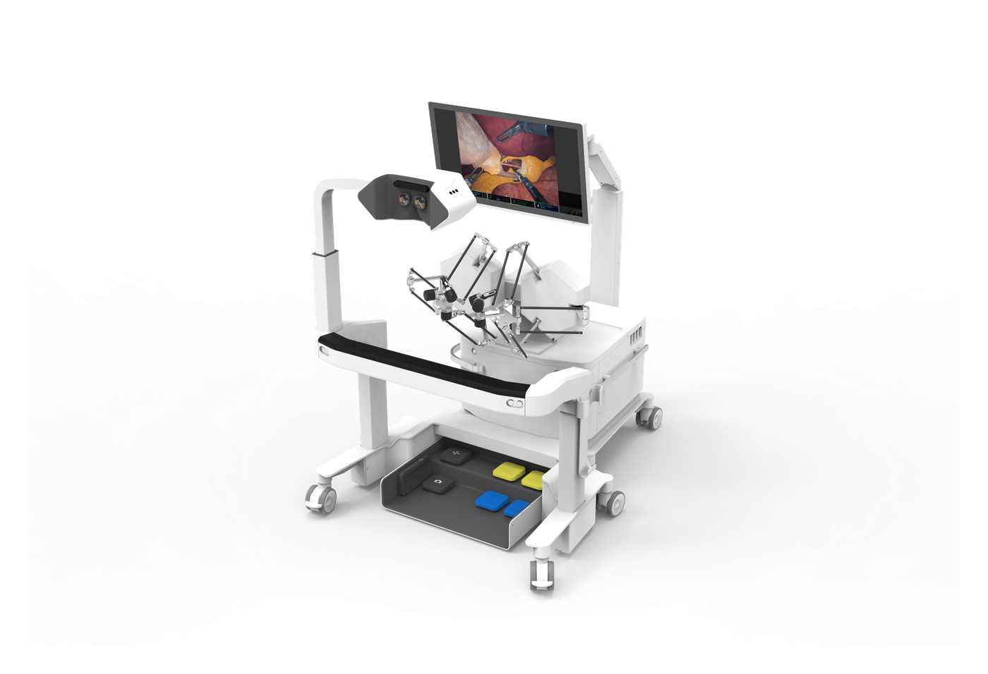 Симулятор VirtaMed RoboS: консоль с 3D-визором, монитором и блоком ножных педалей